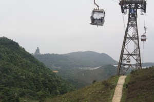 First view of the Big Buddha from the cable car